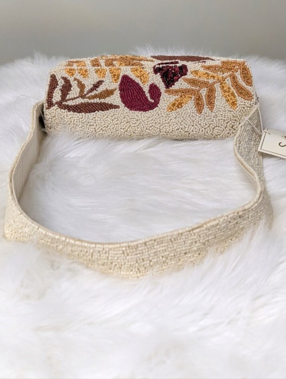 SOL and MER Autumn Leaves Motif Beaded Shoulder Bag ☕🍂 - Picture 7 of 13